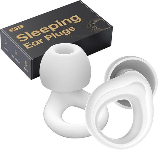 Ear Plugs for Sleeping Noise Cancelling, Reusable Silicone Earplugs for Sleeping, Deep Focus, Travel, Snoring, High Fidelity Hearing Protection, 30dB Noise Reduction, White