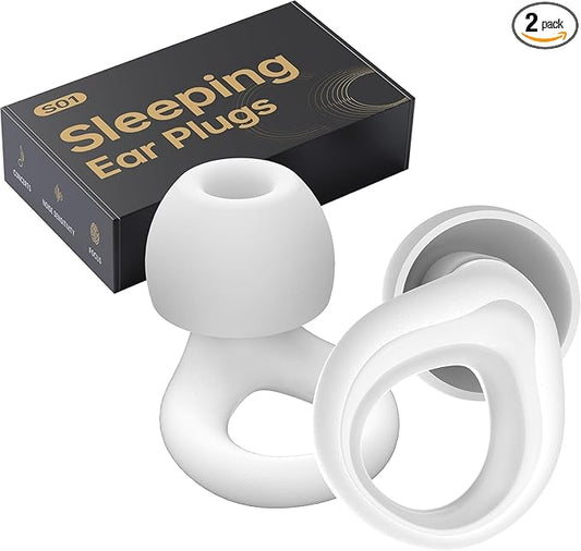 Ear Plugs for Sleeping Noise Cancelling, Reusable Silicone Earplugs for Sleeping, Noise Reduction, Deep Focus, Travel, 30dB Noise Reduction, High Fidelity Hearing Protection (White)