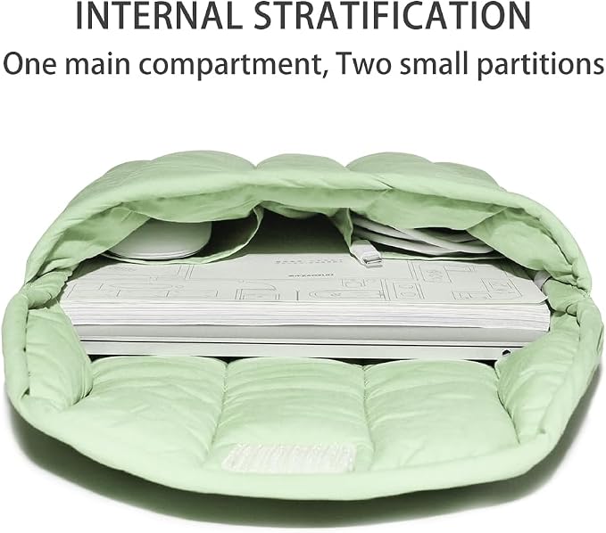 Puffy Laptop Sleeve 11-12 Inch Mint Green, Protective Carrying Case for Men and Women, Cute Case Bag Compatible with 11 and 12 Inch Laptops, 10.9" Ipad 10, 10.2" Ipad 7 8 9 in Cover