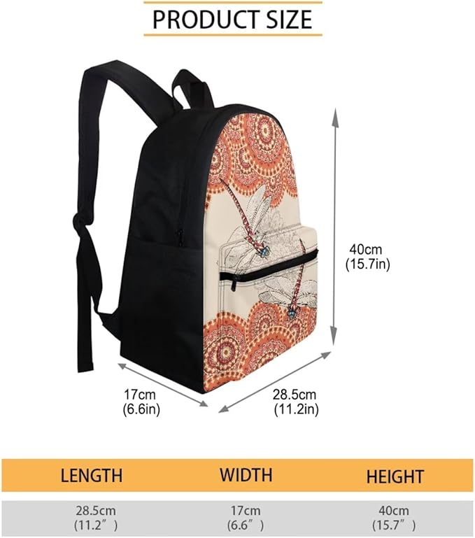 Dragonfly Large Backpack Set for Girls with Lunch Box and Pencil Bag Fashion School Book Bag and Lunch Bag Set for Toddler Girls Backpacks Back to School Supplies