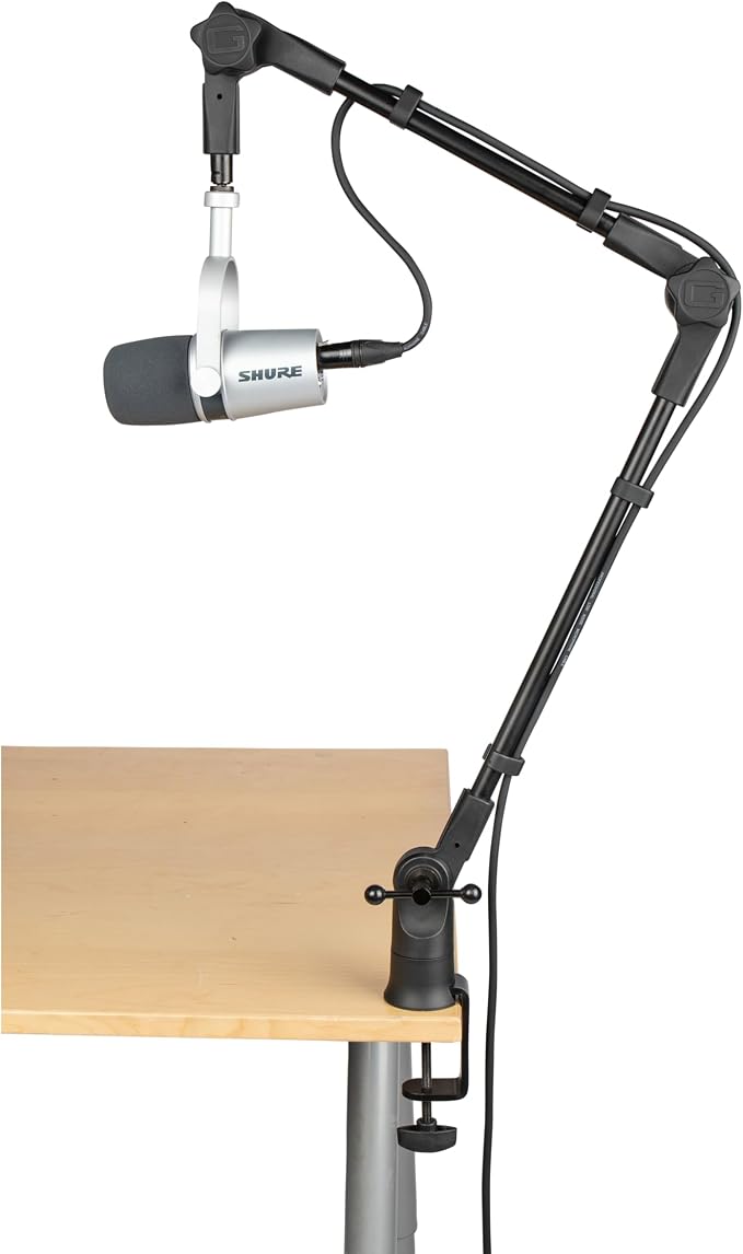 Gator Frameworks Slim Profile Desk-Mounted Mic Stand Boom Arm for Broadcasts, Podcasts, Content Creation, Live Streaming, & Similar Applications (GFWMICBCBM0500)