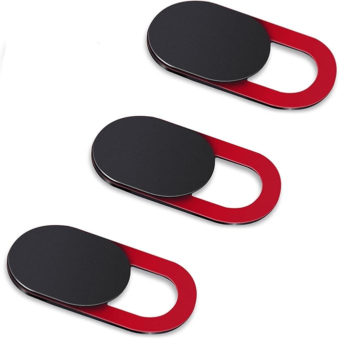 Camera Cover, Webcam Cover Slide, Ultra-Thin, Red, Compatible with Laptop, Tablet, Cellphone, Desktop, Camera (3-Pack)