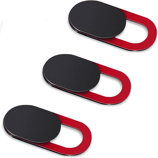Camera Cover, Webcam Cover Slide, Ultra-Thin, Red, Compatible with Laptop, Tablet, Cellphone, Desktop, Camera (3-Pack)