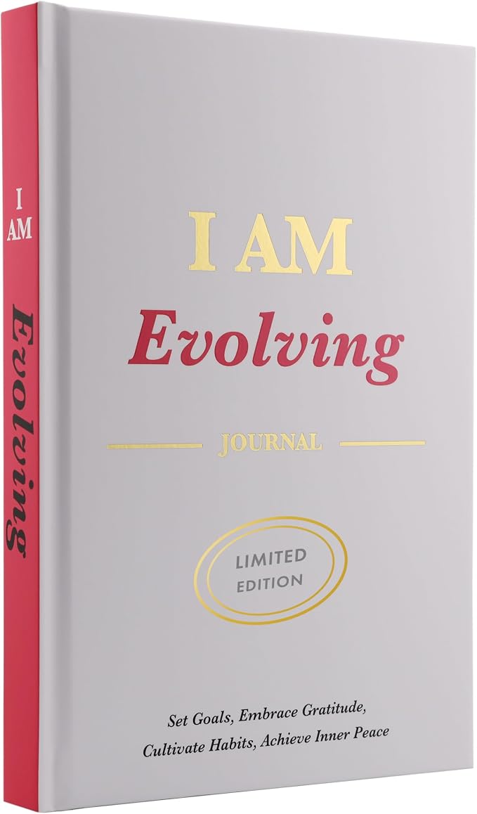 Daily Gratitude, Goal Setting & Habit Tracker Journal for Women & Men with 9-Point Emotional Wellness Scale — iAmEvolving™ 288-Page Hardcover Personal Growth Planner (White Cover)