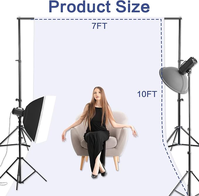 GFCC 7x10FT White Backdrop Background - for Photography Photo Booth Backdrop for Photoshoot Background Screen Video Recording Parties Curtain