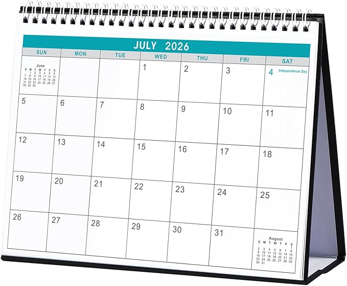 Desk Calendar 2026-2027 - Desk Calendar from July 2026 - December 2027, 10" x 8.3" Calendar Desk, 18 Months Standing Flip 2026-2027 Desktop Calendars