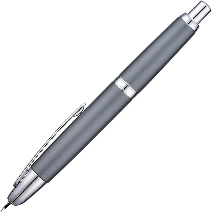 Jinhao 10 Press Fountain Pen with Box, Metal Gray Retractable Extra Fine Nib with Ink Converter Set (Silver Clip)