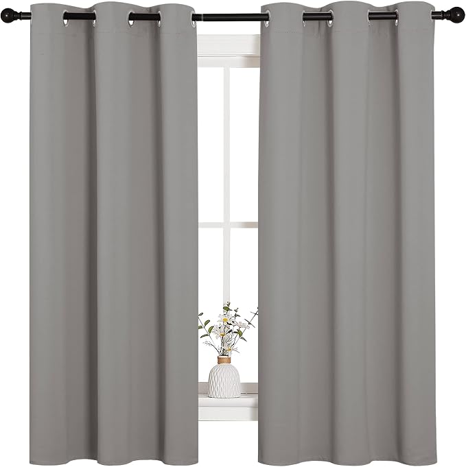 NICETOWN Blackout Curtains 63 inches Long, Thermal Insulated Solid Grommet Top Blackout Curtains/Drapes for Office (Sand Color, 1 Pair, 42 x 63 inches)