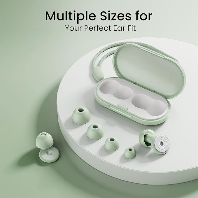 Ear Plugs for Sleeping, Noise Cancelling Earbuds for Concerts | 4 Sizes of Reusable Soft Silicone Earplugs, 30dB Comfortable Fit Earplugs