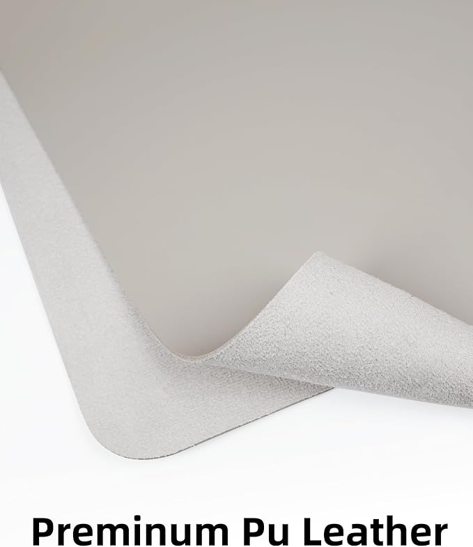 Leather Desk Pad Protector,Mouse Pad,Office Desk Mat, Non-Slip PU Leather Desk Blotter,Large Desk mat,Waterproof Keyboard mat for Office/Home/Decor (Light Grey,48" x 24")