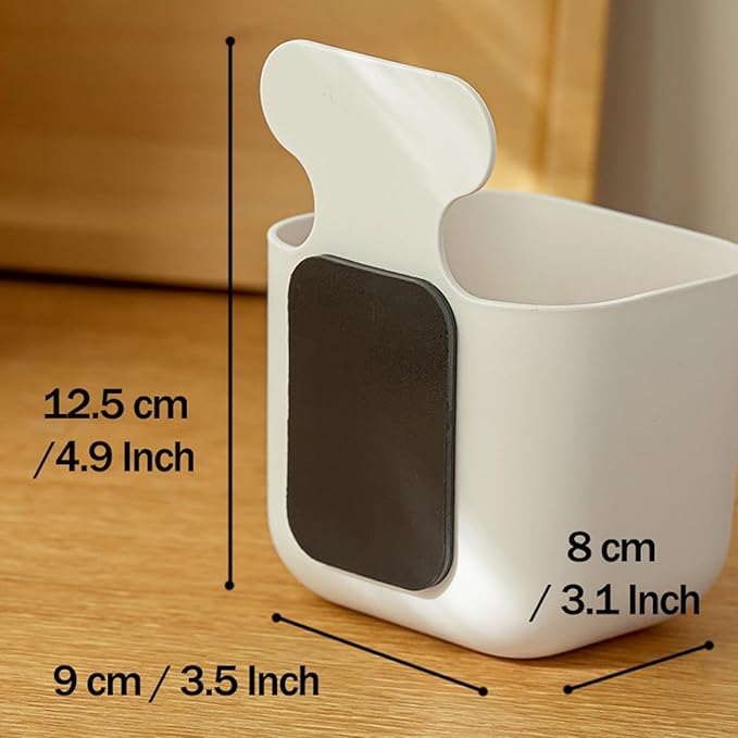 2 Pcs Magnetic Cup, Magnetic Locker Storage Pen Holder Organizer for Fridge Laundry, Basket for Board Desks, White