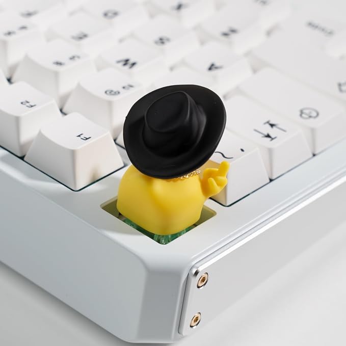 Artisan Duck Keycap for Mechanical Keyboards, Cowboy Duck with Attitude, Hand-Painted Resin, 1U Size, MX Switch Compatible, Edgy Gaming Keycap (ZZY-01)