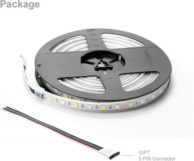 BTF-LIGHTING 5050 RGBW RGB+Warm White(2700K-3000K) 150RGB+150White LED Tape Light 5m 16.4ft 60LED/m Multi-Colored IP67 12mm Width FPCB DC12V for Bedroom Home Decoration(No Adapter or Controller)