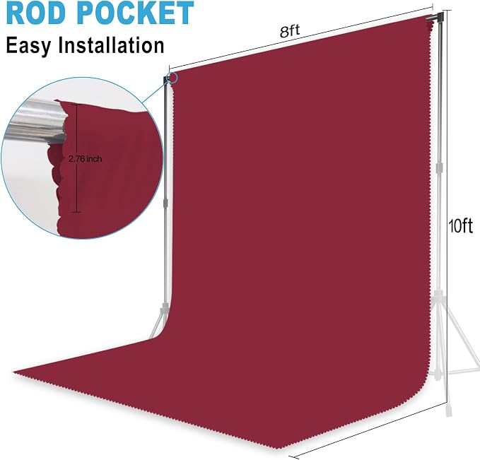 Burgundy Backdrop for Photoshoot, Professional Photo Backdrop Background Curtain for Product Photography, Portraits, Wedding, Party, Live Streaming Video Recording 8X10 FT (Background Only)