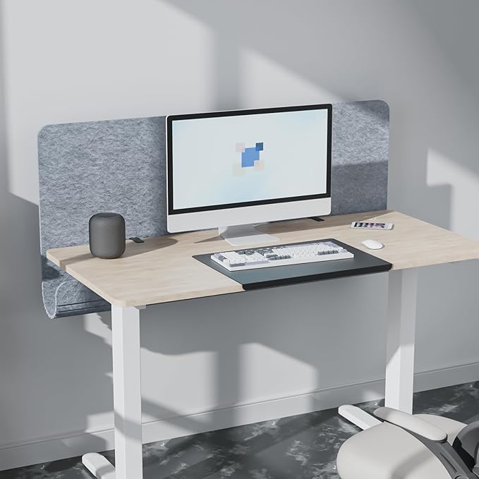 Desk Privacy Panel with Cable Management Tray, 47.2 x 22.5 inch Felt Desk Divider with Hidden Cord Organizer, Clamp or Screw Mount, Acoustic Partition for Office & Home