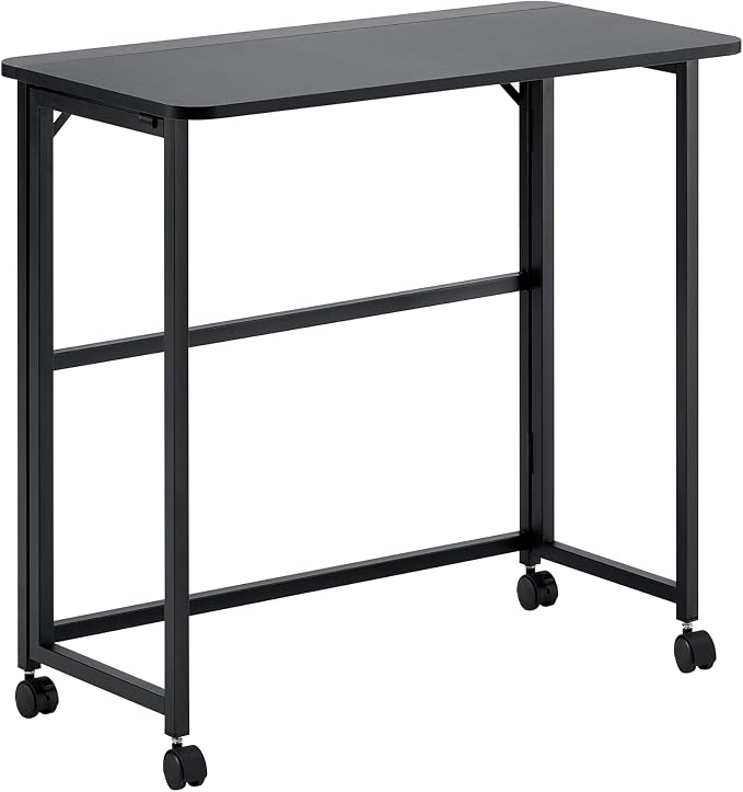 Small Folding Desk 31.5 Inch Foldable Computer Desk for Small Spaces Sturdy Portable Writing Desk for Home Office Study Bedroom Black 80x40cm