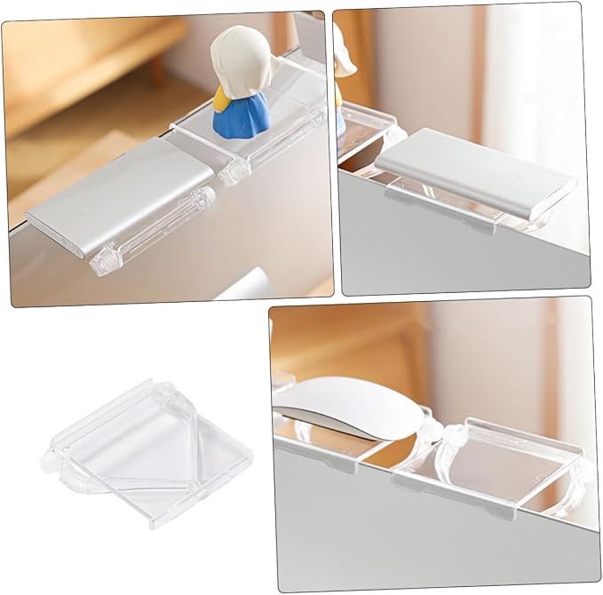 SOLUSTRE Sturdy Plastic Tv Top Storage Bracket Desk Shelving for Top of Desk No Drill Over Monitor Shelf Router Use Shelf