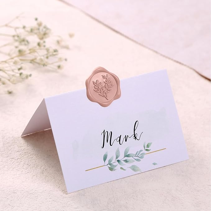 UNIQOOO Wax Seal Stickers - Eucalyptus Wedding Invitation Envelope Seal Stickers, 100 Pcs Self- Adhesive Dusty Rose Stickers, Perfect for Invitation, Christmas, Gift Wrapping, Party