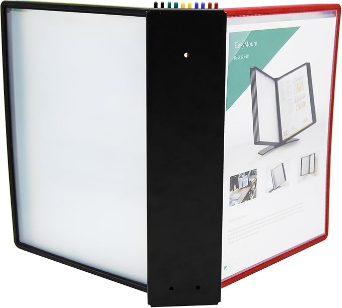 Tarifold Wall Mount Reference System for Letter Size Documents, 10 Double-Sided Pockets, 20 Sheet Capacity, Easy Load Design, Durable Polypropylene, Made in Denmark, Assorted Colors