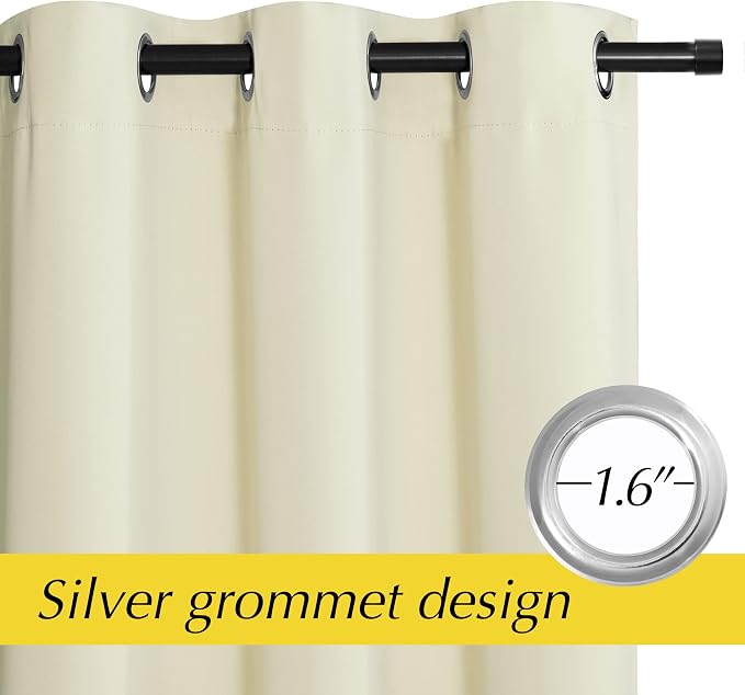 NICETOWN Farmhouse Blackout Patio Sliding Door Curtain Extra Wide, Grommet Room Divider Thermal Insulated Curtain Drapes for French Door/Living Room (Light Beige, W42 x L95, 1 Panel)