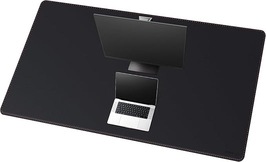 ZORESYN 63.0"x31.5" PU Leather Desk Pad Protector, Large Mouse Pad, Executive Computer Office Desk Mat, Non-Slip Waterproof Desk Writing Pad for Office and Home (Black)