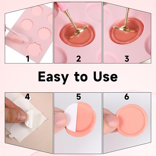 Wax Seal Mold Kit, 6-Cavity Wax Stamp Seal Mold for Making Envelopes and Invitation Letter, Waxs Stamp Molds, 50PCS Double Sided Adhesive Waxs Seals Stickers, Double-Ended Scraper