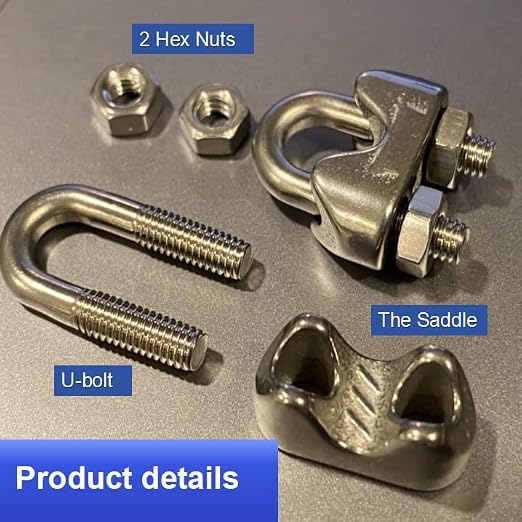 30 Pcs 3/8 inch Stainless Steel Cable Clamps,Wire Rope Clamp | Wire Rope Clamp, Commercial Use, Industrial Use, Residential Projects