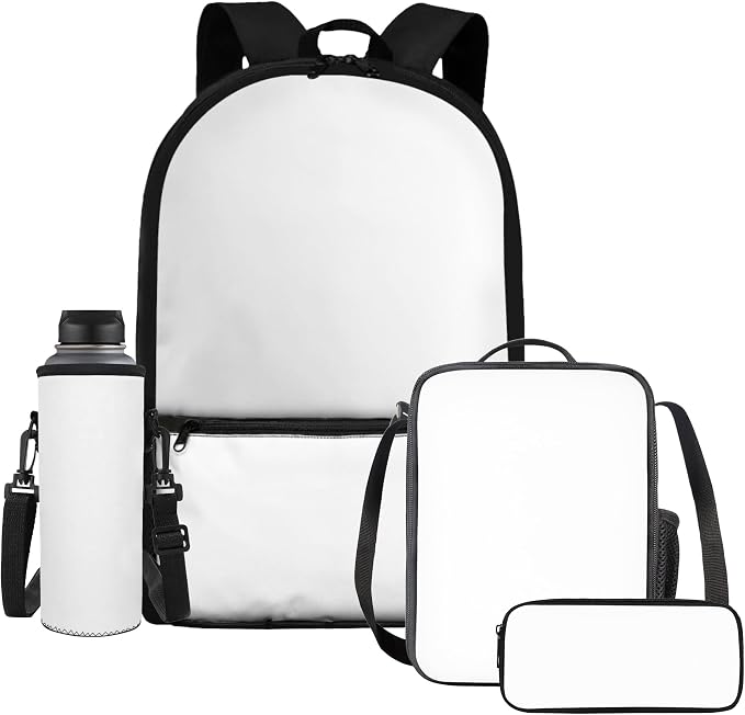 WELLFLYHOM Custom Picture Kids Girls Backpack Set 6-8 4Pcs Book Bag with Lunch Box Pencil Case Water Bottle Sleeve Personalized Elementary School Daypack Back to School Season Supplies