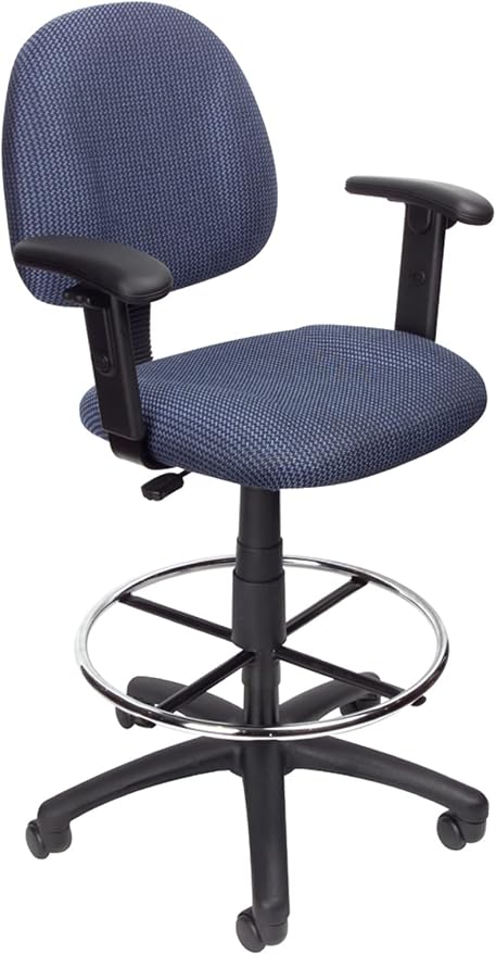 Boss Office Products Ergonomic Works Drafting Chair with Adjustable Arms in Blue, mid-Back (B1616-BE)