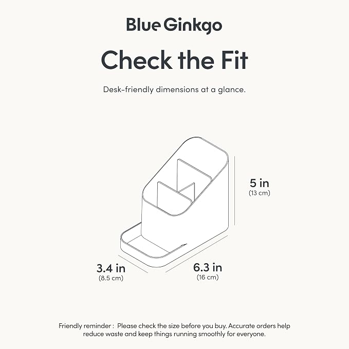 BLUE GINKGO Pen Holder, Desk Organizer, White, Made in Korea | Multi-Compartment. Space-Saving. Everyday Storage.