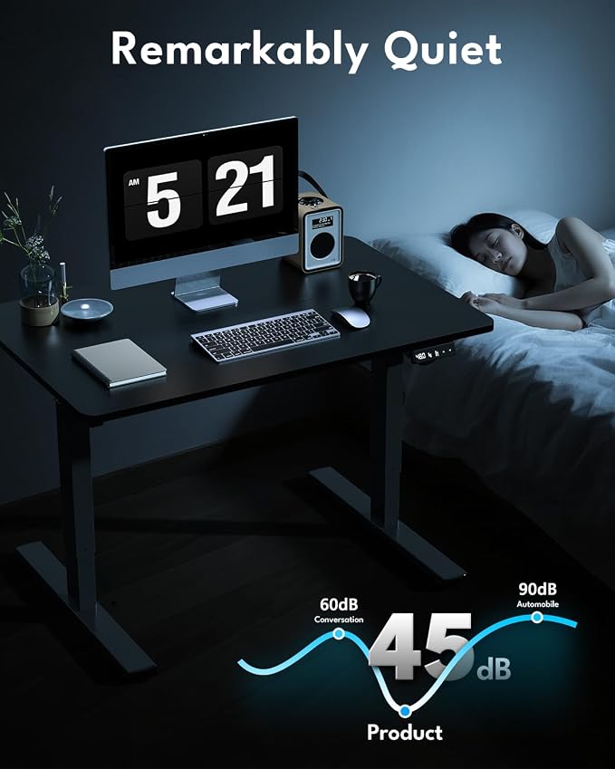 Electric Standing Desk, Gaming Desk, 40 x 24 Inch, Black | Height Adjustable Computer Desk with Smart Controller, Sit and Stand Up Table for Home, Office, Work, Study, Writing