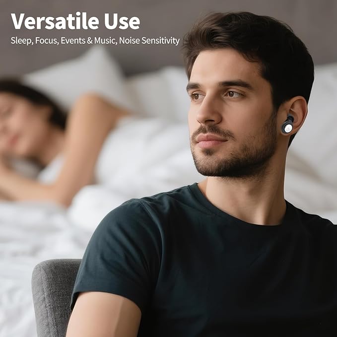 Ear Plugs for Sleeping Noise Cancelling, Ultralight Silicone Earplugs for Concert, Hearing Protection Earplugs for Work, Travel, Airplane, Reusable, Perfect for Focus and Relaxation(Black)