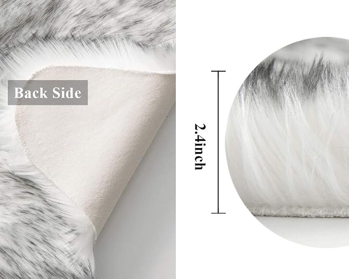 MIULEE Fluffy Rug Soft Shaggy Faux Fur Area Rug Luxury Plush Sheepskin Carpet for Bedroom Living Room Sofa Chair 2 x 3 Feet, Gradient Grey
