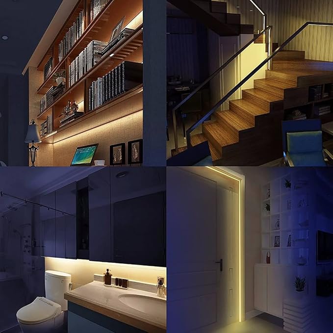 12V LED Strip Light, Warm White 3000K 16.4ft LED Light Strip Black PCB Board SMD 5050 IP65 Waterproof 300 LEDs LED Tape LED Rope Lights for Bedroom, Kitchen Decoration
