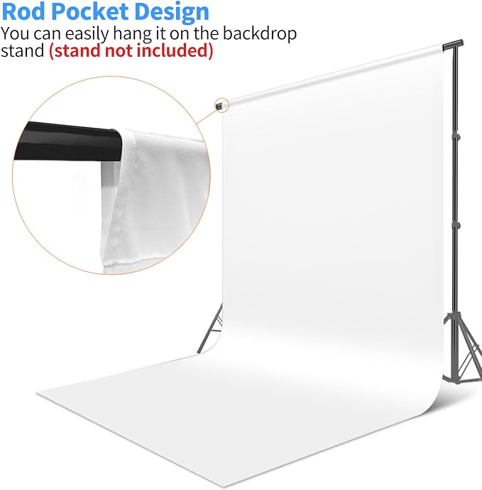 HEMMOTOP White Photo Backdrop, 6x9 ft Background for Photography, Seamless Screen for Photoshoot, Easter, Birthday Party, Video Recording, Photos, Projector (Backdrop Only)