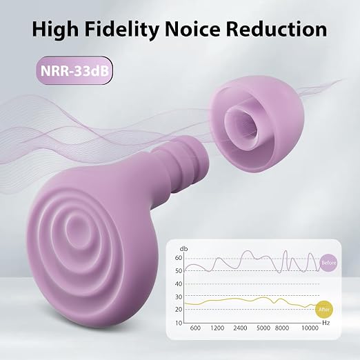 Yawsoy Ear Plugs for Sleeping Noise Cancelling, Reusable Soft Noise Reduction Earplugs for Sleep, Focus, Work, Motorcycle, Concert with 6 Silicone Ear Tips and 6 Foam Ear Tips - 25-35dB Purple