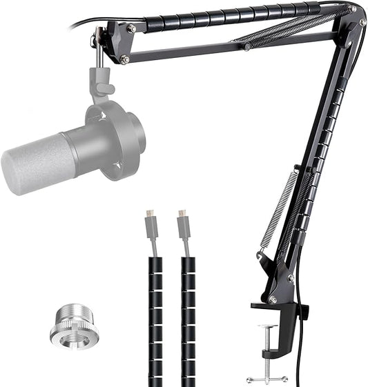 YOUSHARES Microphone Boom Arm Stand for FIFINE K688, AM8, A6T, T669, Shure SM7B/MV7+/MV6, Adjustable Scissor Arm with Cable Management