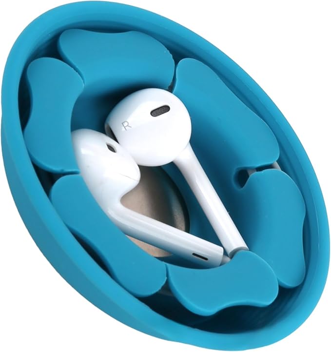 MAIRUI Wired Earbud Case Earphone Headphone Cord Organizer Earbuds Wrap Soft Silicone Magnetic Holder Storage Tangle Free Cable Winder(Peacock Blue)
