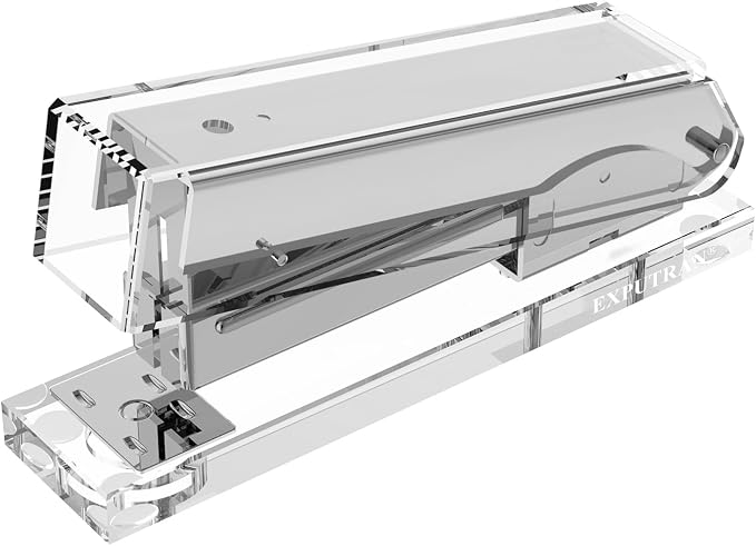 Acrylic Stapler,Clear and Silver-Tone Hardware, Beautiful Desk Accessory for Office Home or School,Takes Standard 24/6 or 26/6 Staples