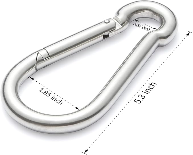 sprookber Stainless Steel Spring Snap Hook Carabiner - 304 Stainless Steel Caribeener Clips, Set of 6
