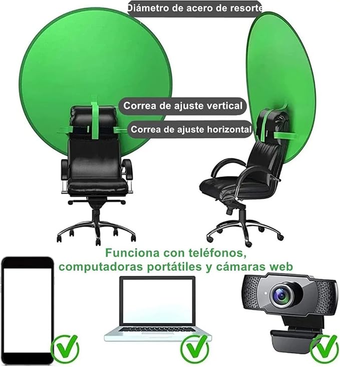 Portable Green Screen Chair,56 in Greenscreen Backdrop,Collapsible Small Green Background for Photography Streaming Gaming Photo Zoom Video Chats and Meeting, NOENNULL7fzanvh5c4