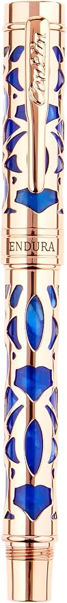 Conklin Endura Deco Crest Rollerball Pen in Blue with Chrome Accents – Refillable Rollerball Writing Instrument by Conklin Pen Company