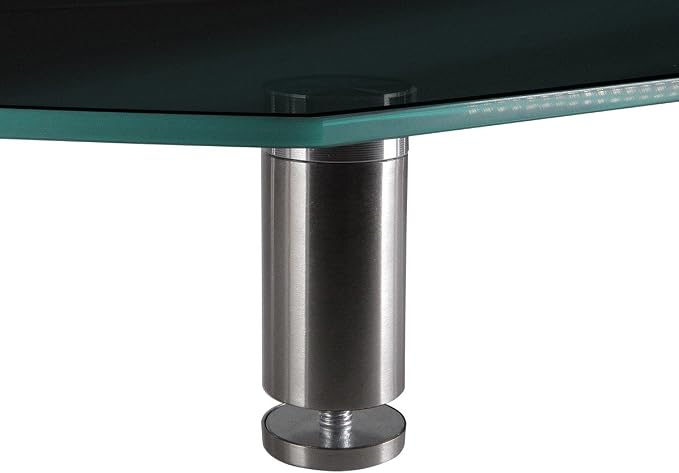 Monoprice Medium Multimedia Desktop Stand, Black Glass (27.6" x 12.2" x 3") - Stand & Riser, Laptop Stand, Desktop TV Stand, Dual Monitors w/ Height Adjustable Legs - Workstream Collection (116360), 25.6" x 11.0"