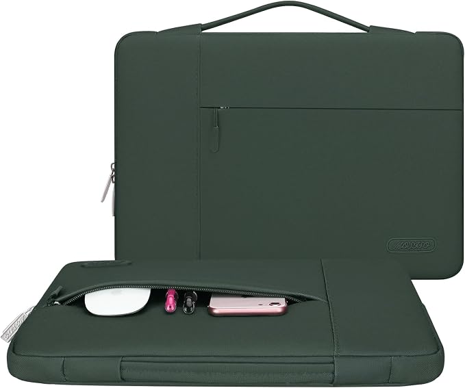 MOSISO Laptop Case 13.3 inch, 13-13.3 inch Laptop Sleeve with Handle Compatible with MacBook Air/Pro 13/Pro 14 M5 M4 M3 M2 M1,HP Dell ASUS Lenovo, Polyester Multifunctional Computer Bag,Midnight Green