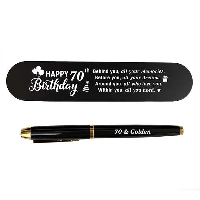 70th Birthday Gifts for Men Women | 70 Year Old Birthday Gel Pen Gift Set | 70th Birthday Gifts | Laser Engraved Gel Pen Gift Set for 70th Birthday | 70 Year Old Birthday Decoration for Him Her
