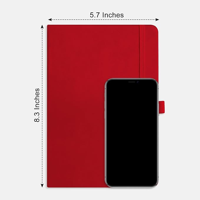 RETTACY Blank Journal Notebook, 2-Pack, 192 Pages per Pack, A5 Medium Size (5.7'' x 8.3''), Leather Hardcover, 100 GSM Thick Paper, for Sketching, Drawing, Painting (Black & Red)