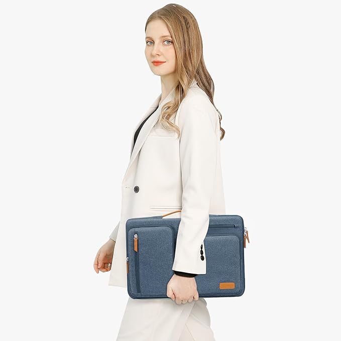 MOSISO 360 Protective Laptop Case 13 inch, 13 inch Laptop Sleeve Compatible with MacBook Air M5 M4 M3 M2 M1 2026-2018/Neo/Pro M2 M1, Side Open Carrying Case with 4 Zipper Pockets&Handle, Haze Blue