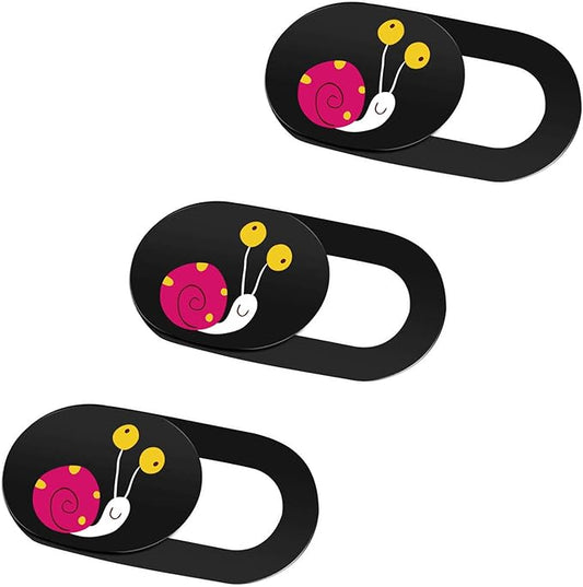 SIREG Webcam Cover Slide 0.027in Ultra Thin Web Camera Cover for Laptops Smartphone PC Tablets for Protecting Your Privacy Security (Snails-Black & 3 Pack)
