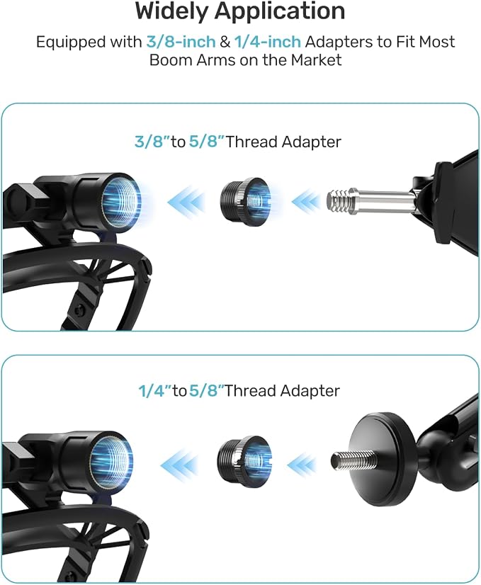 Wave Shouck Mount [Custom Built for Elgato Wave:3/1], Anti-Vibration Suspension Elastic Shock Mount Holder Clip Mic Mount Stand with 3/8" or 1/4" Screw Adapter Compatible with Wave:3/1 Microphone