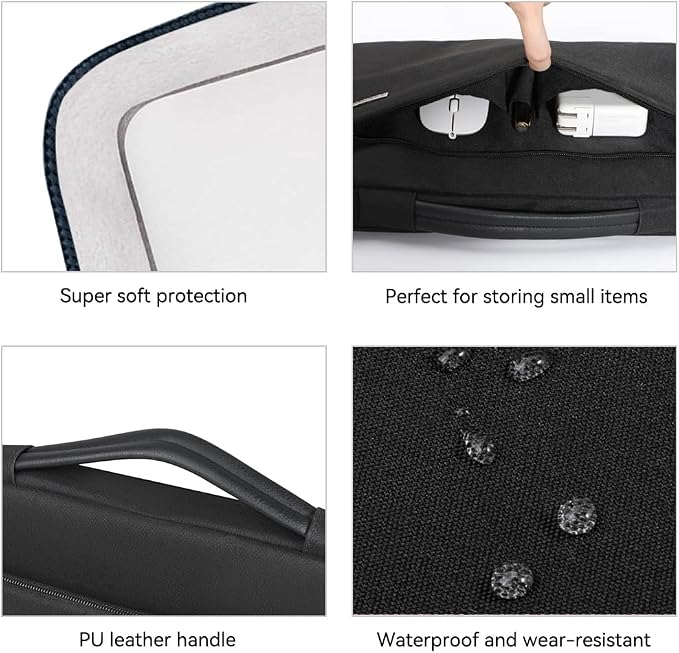 LANDICI 360°Laptop Sleeve Case 15.6 16 Inch Compatible with MacBook Pro 16 M1/M2/M3/M4 2019-2025, 15.6-16” Hp Dell Lenovo Acer Asus, Waterproof Computer Bag Cover with Handle, Black